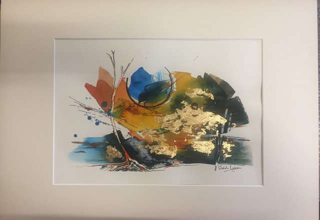 Mixed media with gold leaf on watercolour paper 2020