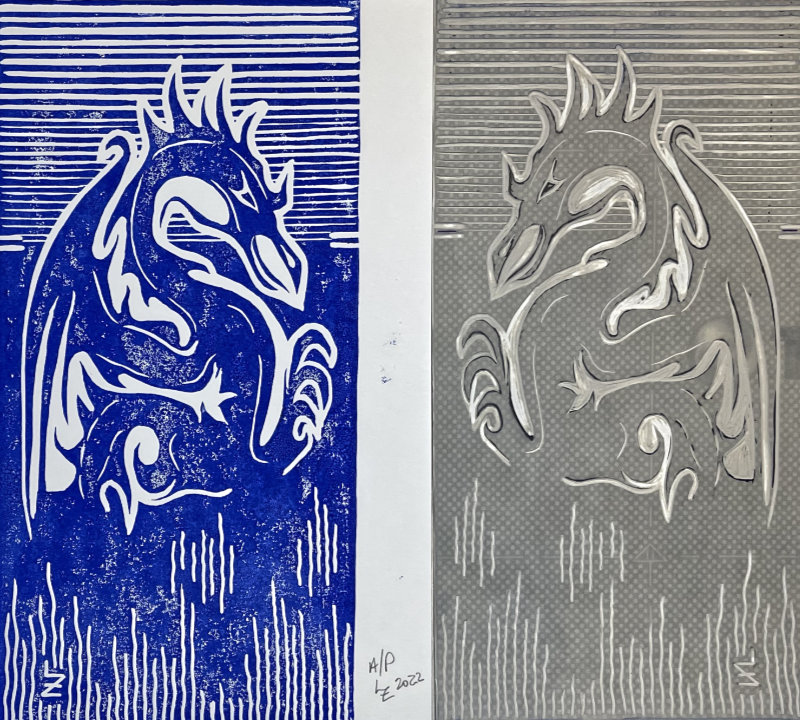 Lino print for 2022 CPI Print Day